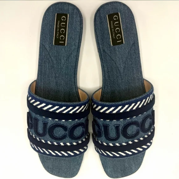 🌟New Gucci Denim Slide Mules - Picture 4 of 5